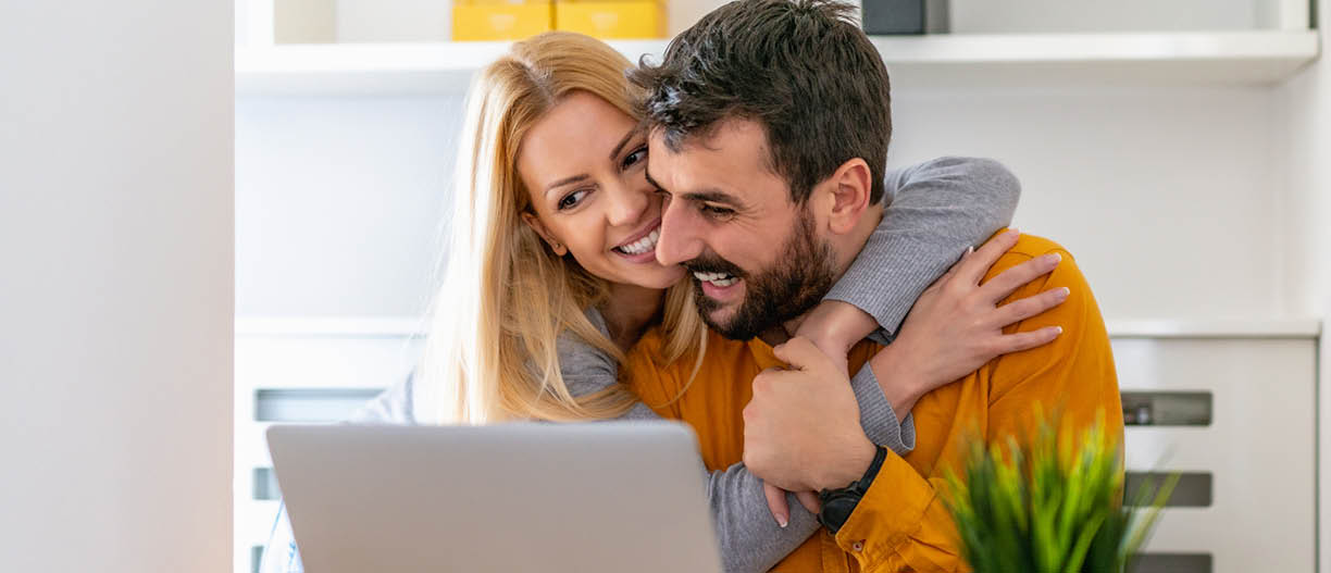 Couple of colleagues discussing about new project while working at home office Teamwork concept 