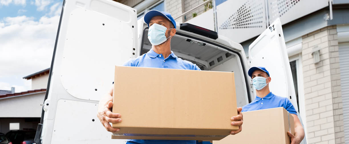 Furniture Move And Removal Using Truck Or Van With Face Mask