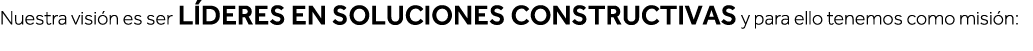 Nuestra visión es ser líderes en soluciones constructivas y para ello tenemos como misión: 