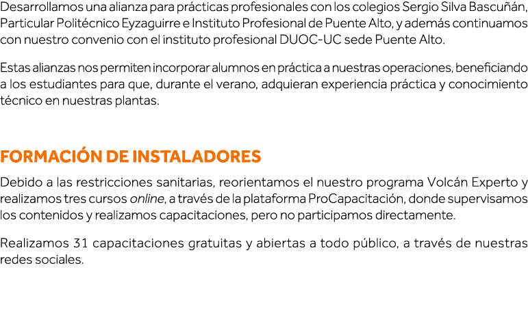 Desarrollamos una alianza para prácticas profesionales con los colegios Sergio Silva Bascuñán, Particular Politécnico   