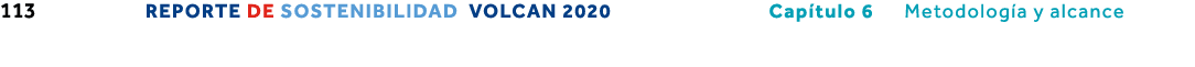 113 REPORTE DE SOSTENIBILIDAD VOLCAN 2020                Capítulo 6   Metodología y alcance