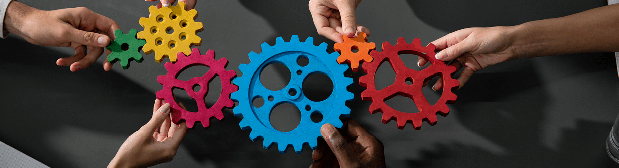 Business team connect pieces of gears  Teamwork, partnership and integration concept